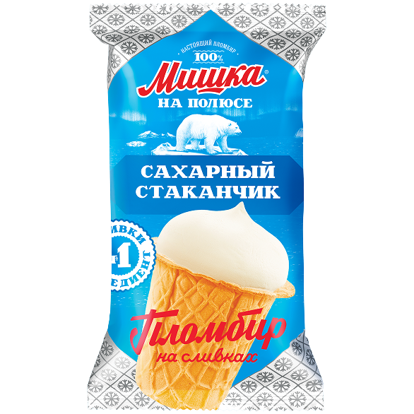 "МИШКА НА ПОЛЮСЕ" стаканчик из сахарной вафли пломбир-молоко